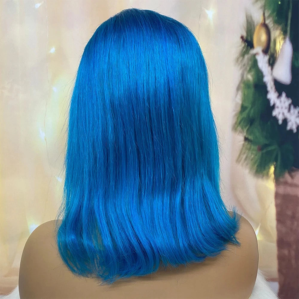Mint Green Bob Wig Human Hair 200% Density 13x4 Transparent Straight Lace Front Wigs Pre Plucked with Baby Hair for Black Women