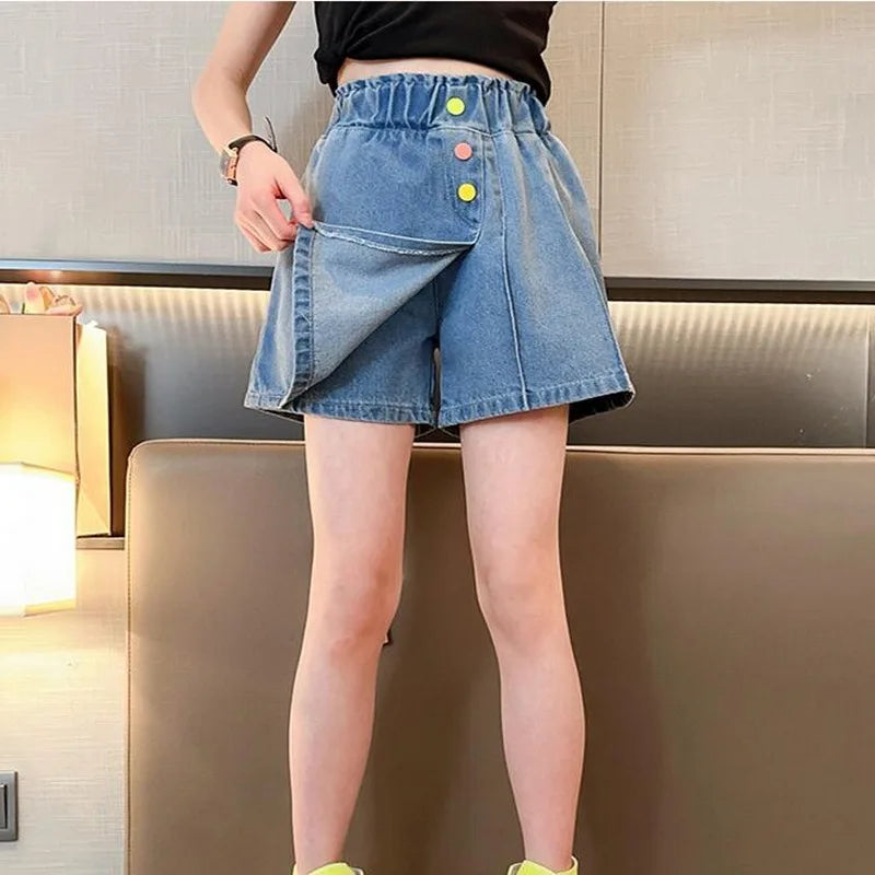 New Girls Shorts Summer Children's Denim Shorts For Kids Trousers Casual Beach Shorts Hot Pants For Teen Girl Clothes 10 12Years