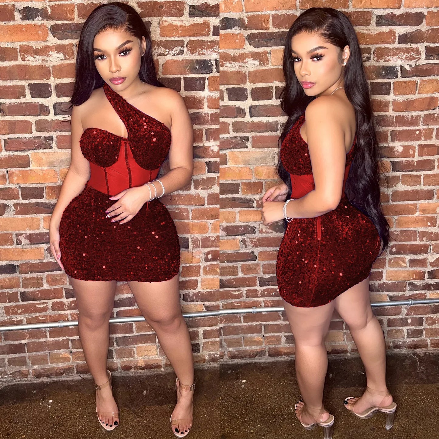 CM.YAYA Women Sequined Halter Neck Sleeveless Bodycon Mesh Patchwork Mini Midi Dress 2023 Summer Sexy Club Party Evening Dresses