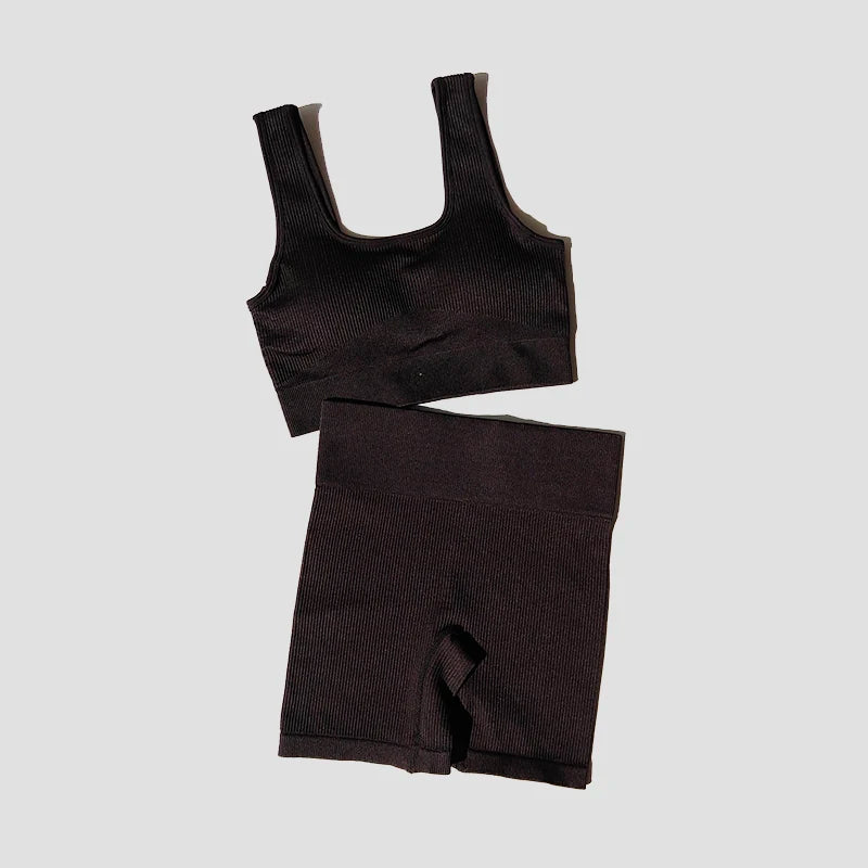 WAREBALL 2PCS Women Yoga Set Gym Set Sexy Bra Seamless Sports Shorts Workout Running Clothing Gym Wear Athletic Sport Suit