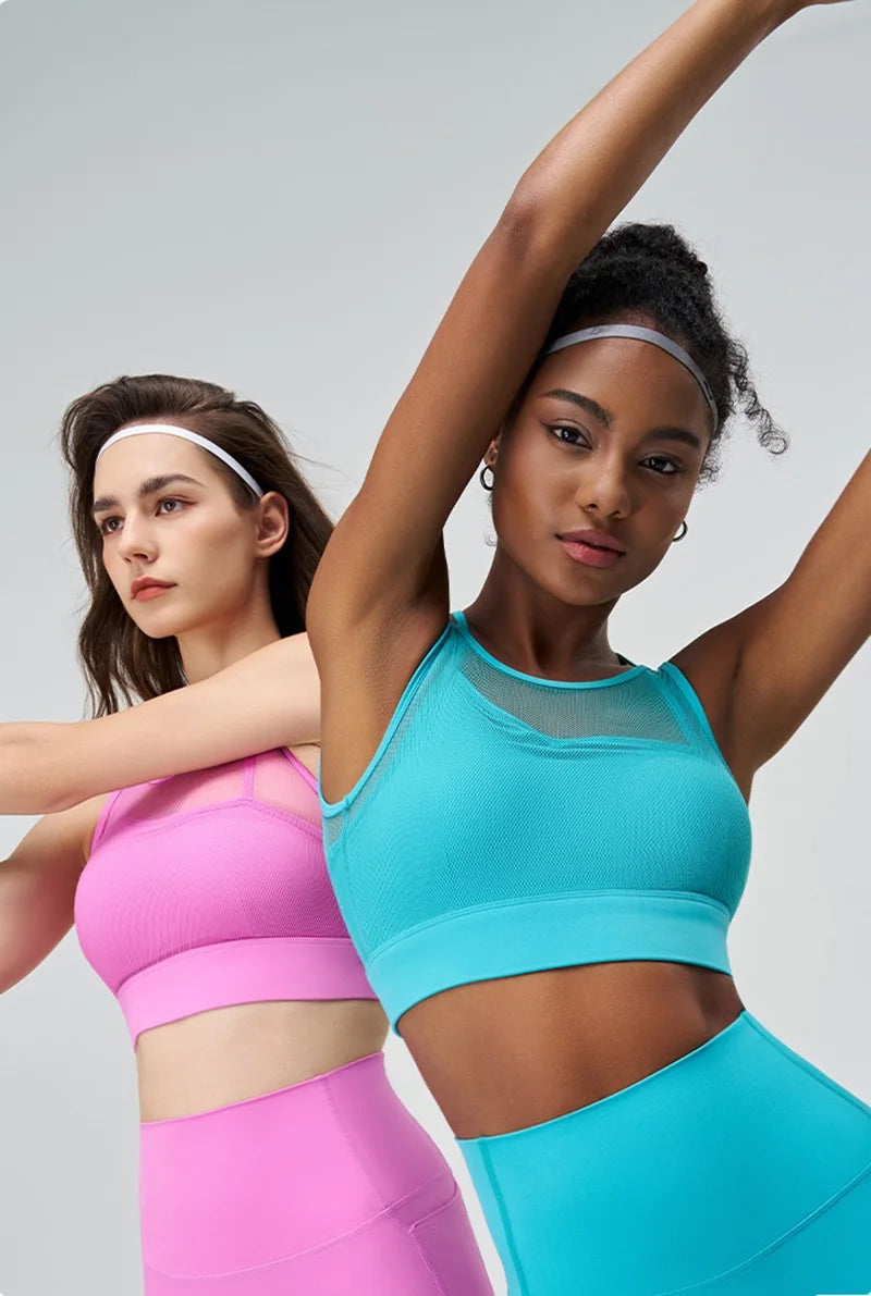 Cloud Hide SEXY Mesh Sports Bra Fitness Underwear Yoga Crop Tank Top HOT Girl Vest Athletic Shockproof Shirt Running Sportswear