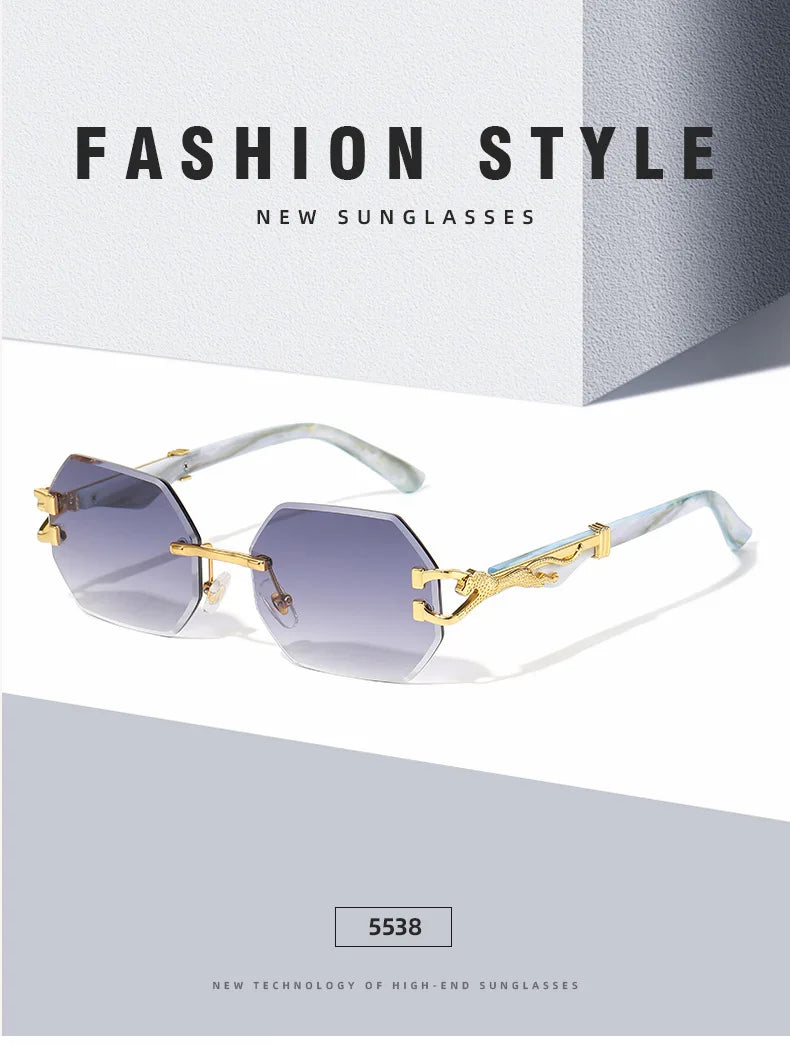 Small Frame Hexagon Rimless Sunglasses Men Retro Frameless Sun Glasses for Women 2025 Luxury Brand Square Eyewear UV400 Shades