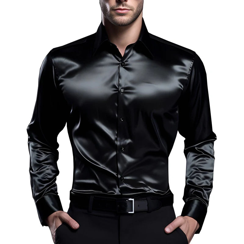 Men's Luxury Satin Dress Shirt