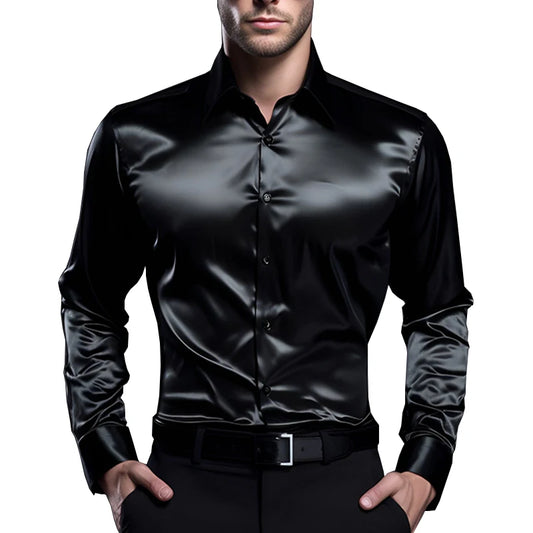 Men's Luxury Satin Dress Shirt
