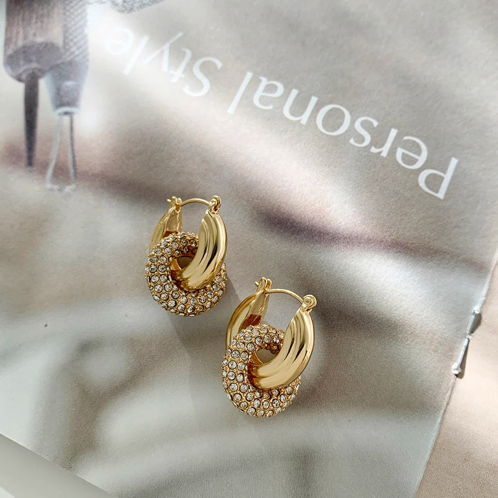 Zircon Round Huggie Hoop Earrings