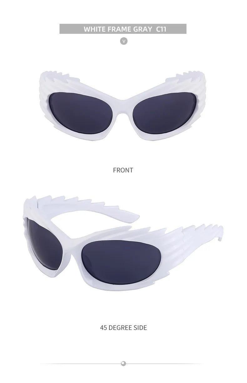 Y2k Spiked Goggles Sunglasses Women Men 2025 Trends Punk Sun Glasses For Male Retro 2000's Wrap Around Steampunk Sunglass Shades