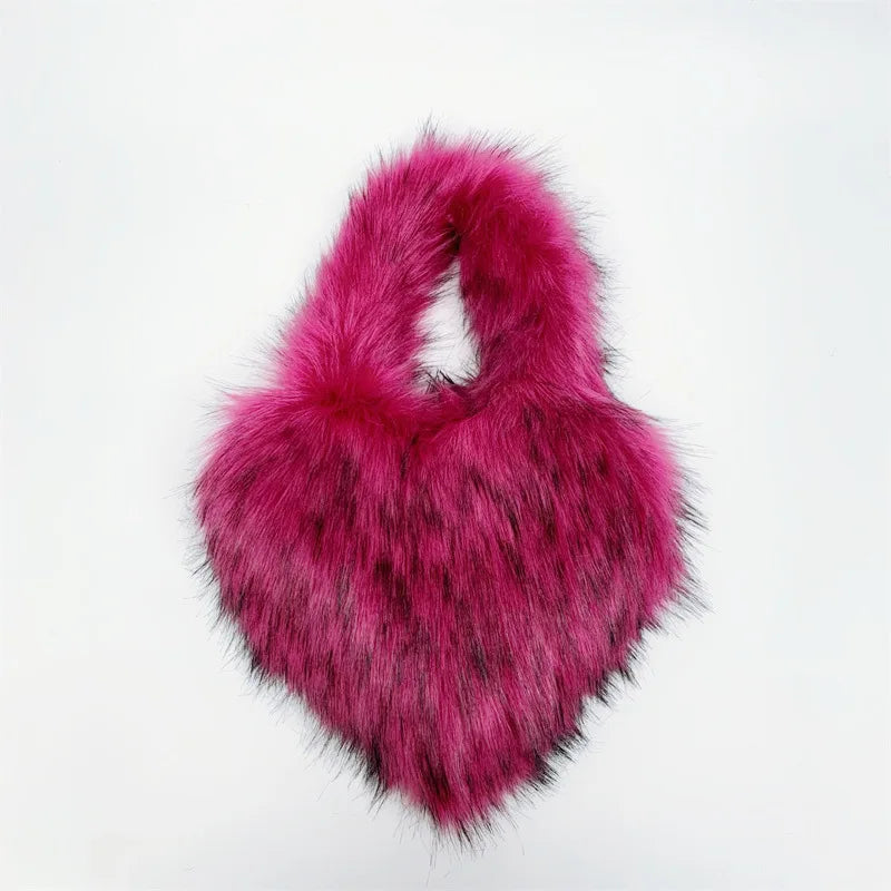 Fluffy Plush Heart Shaped Women bags