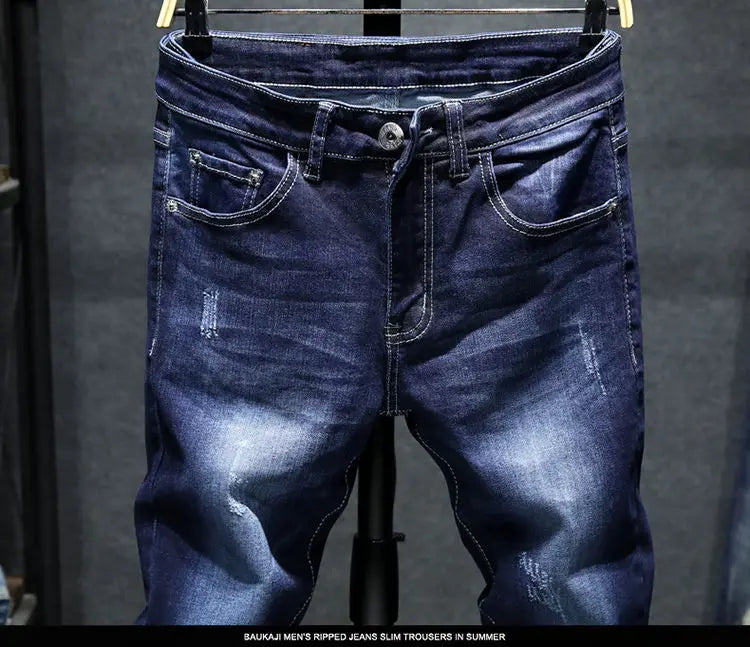 New Spring Autumn Korean Fashion Stretch Denim Boys Boyfriend Jeans Designer Clothes Skinny Trousers Male Slim Blue Ripped Pants