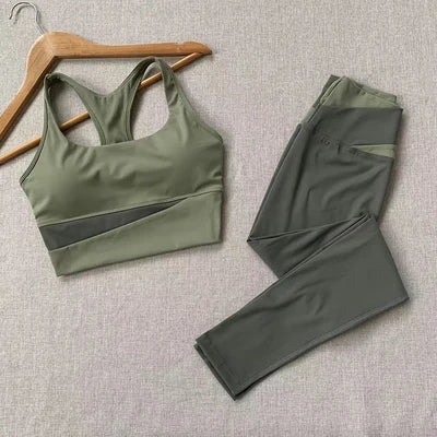 Yoga Set Women Clothing Sport Suit Sexy Sports Bra High Waist Sport Leggings Athletic 2 Piece Gym Set Workout Outfits Sportswear