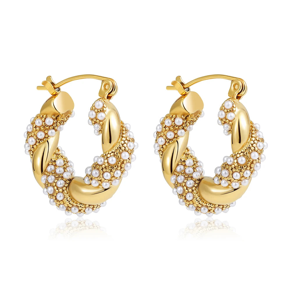 Zircon Round Huggie Hoop Earrings