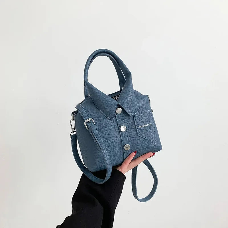 PU Square Compact Zipper Shoulder and Crossbody Bags for Women