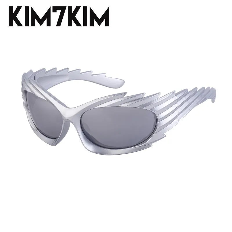Y2k Spiked Goggles Sunglasses Women Men 2025 Trends Punk Sun Glasses For Male Retro 2000's Wrap Around Steampunk Sunglass Shades