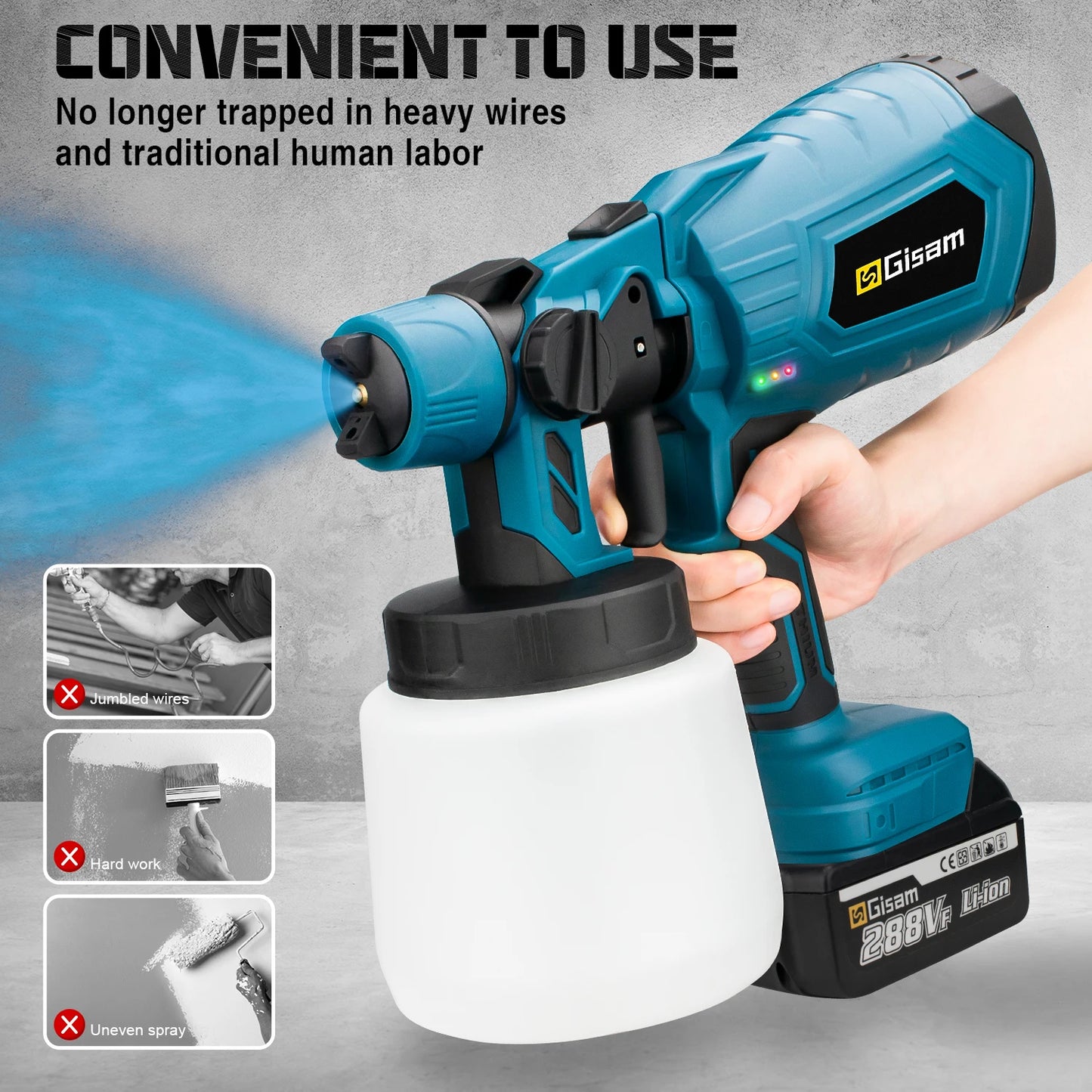 1000ML Cordless Electric Spray Gun HVLP Paint Sprayer