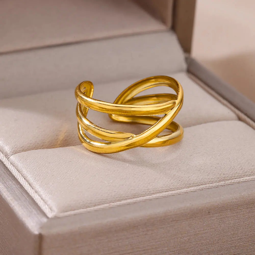 Stainless Steel Luxury Gold Color Rings for Women