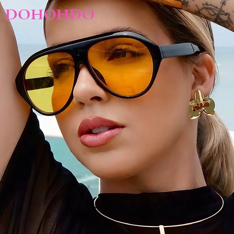 2025 New Fashion Oval Luxury Brand Sunglasses For Women Men Retro Oversized Frame Sun Glasses Trending Shades UV400 Eyeglasses