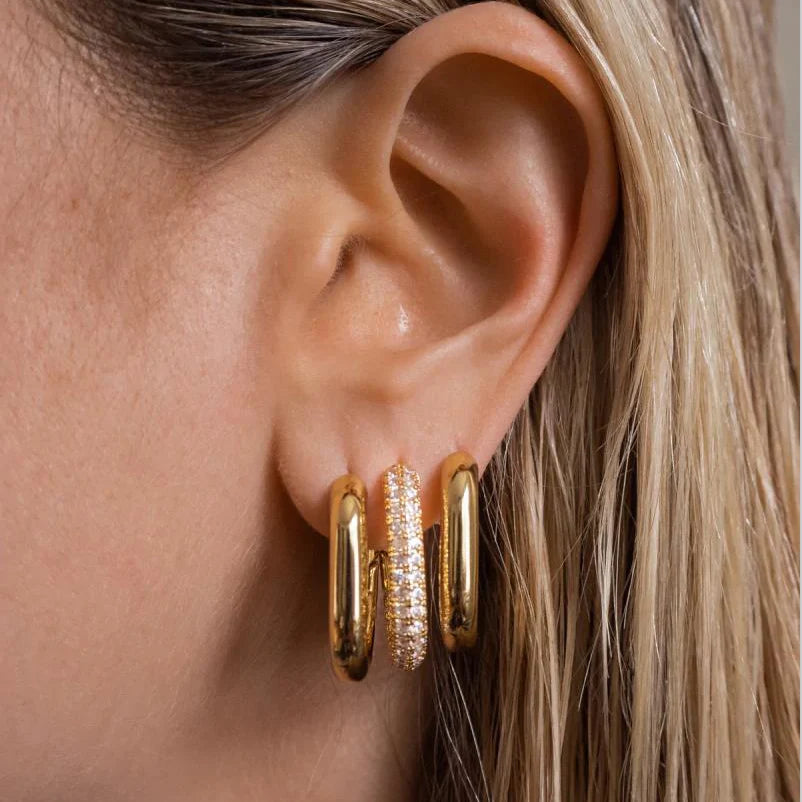 Zircon Round Huggie Hoop Earrings