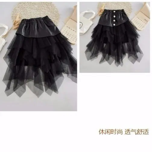 2025 new spring autumn Girls Kids leather PU zipper skirt comfortable cute baby Clothes Children Clothing