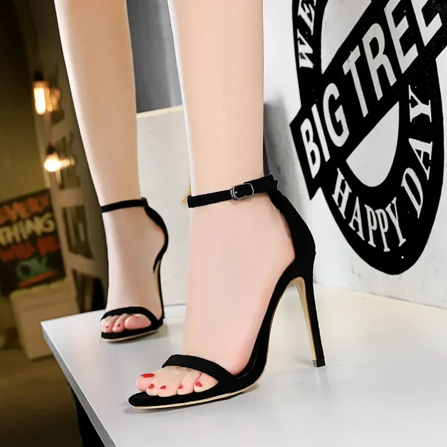 Women Sexy Club 10cm High Heels Stripper Gladiator Holiday Sandals Lady Daily Ankle Strappy Red Khaki Nightclub Dress Sandles