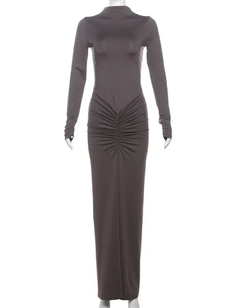 Tossy Pleated Fashion Patchwork Long Dress