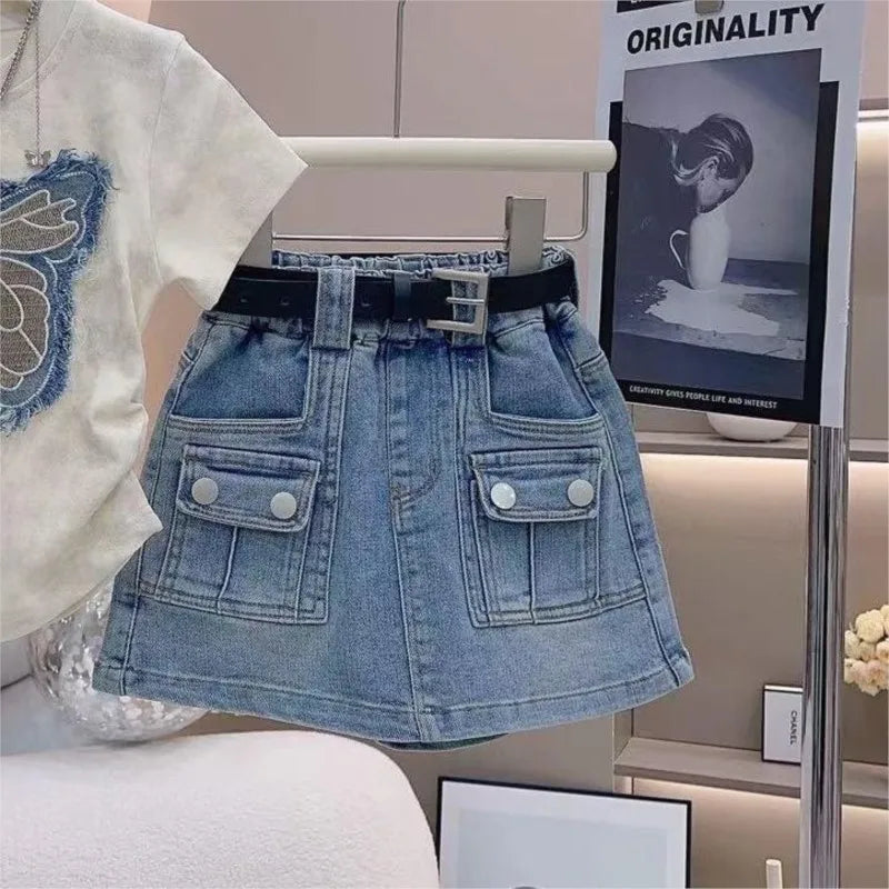 2025 new spring autumn summer Girls Kids T-shirt+short skirt sets comfortable cute baby Clothes Children Clothing