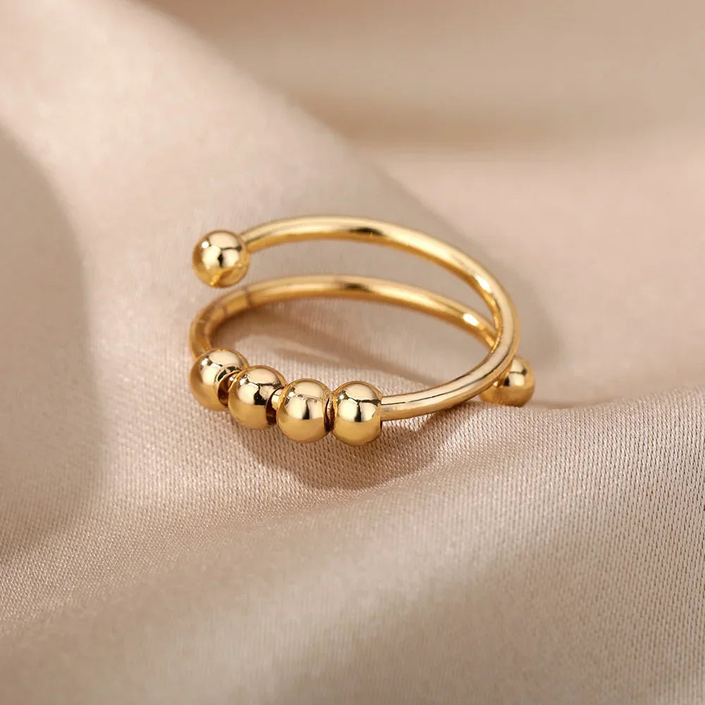 Women's Stainless Steel Heart Ring Gold Waterproof