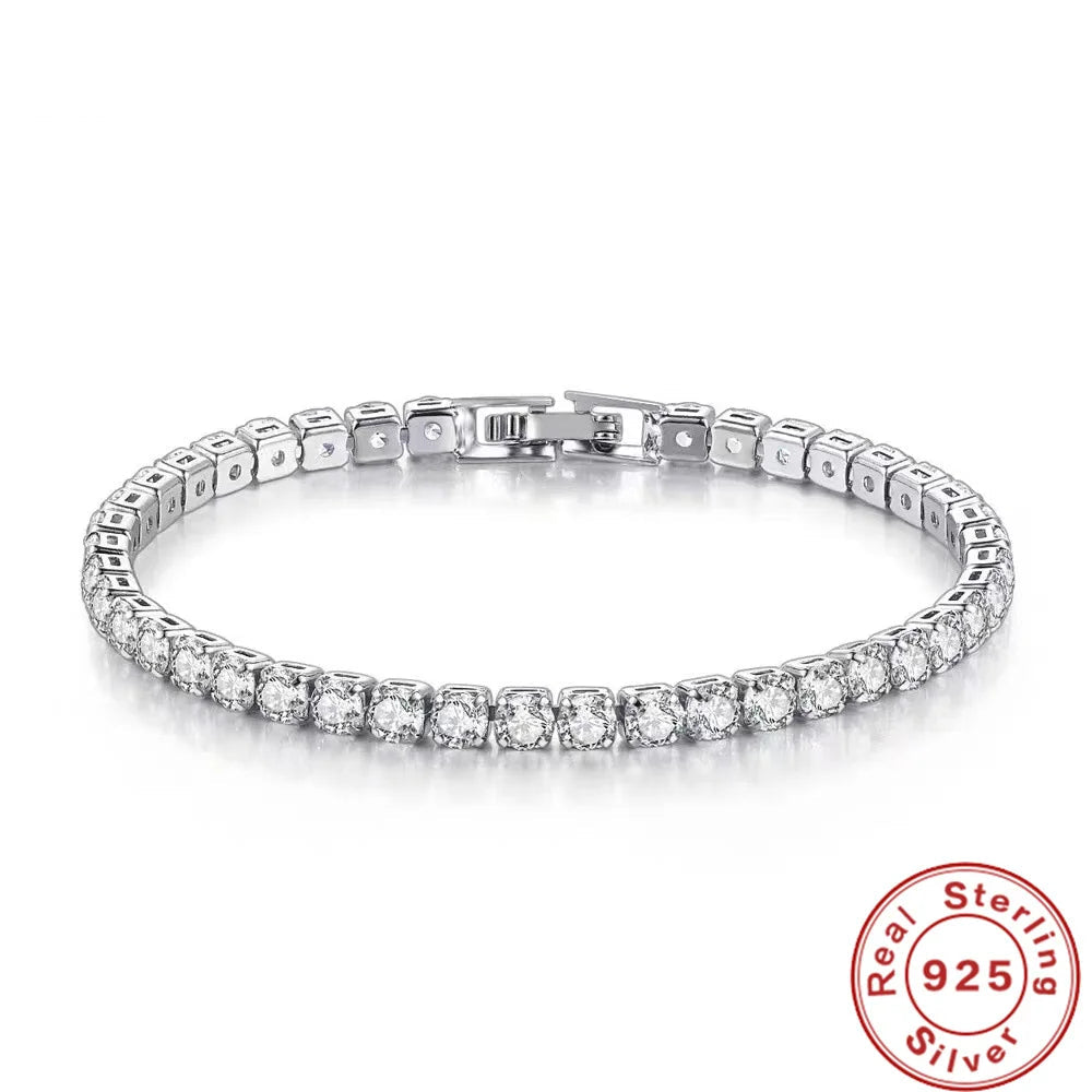 Women's S925 Sterling Silver Tennis Bracelet 4mm