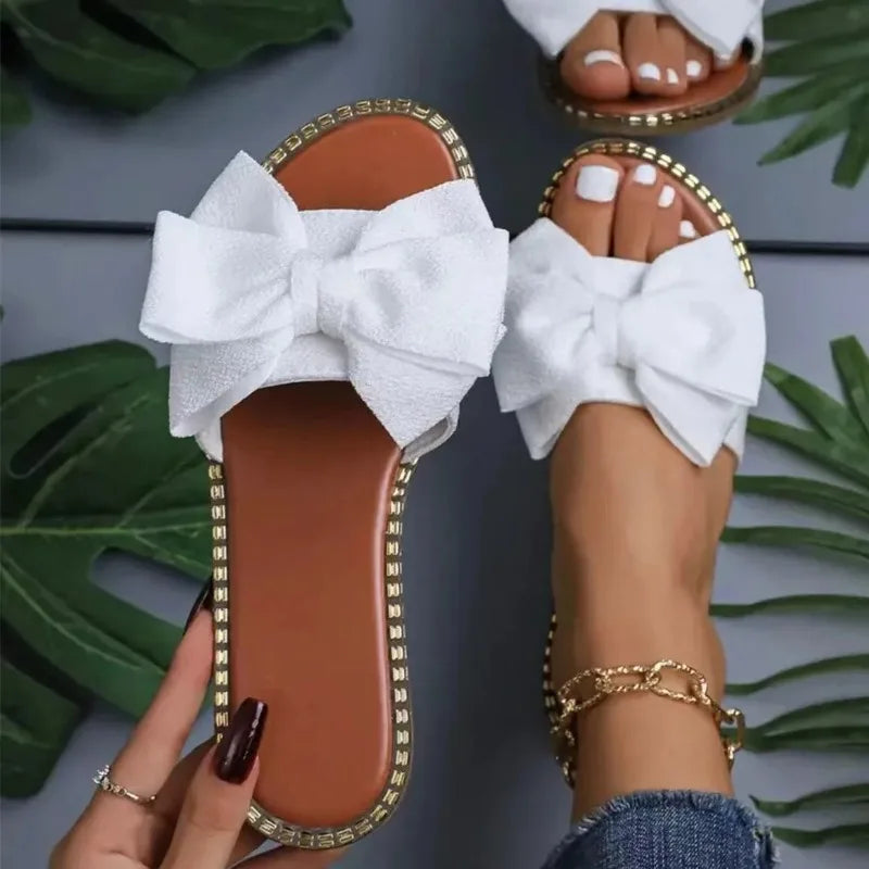 Summer Fashion Bow Tie Flat Slippers for Women