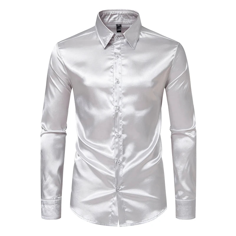Men's Luxury Satin Dress Shirt