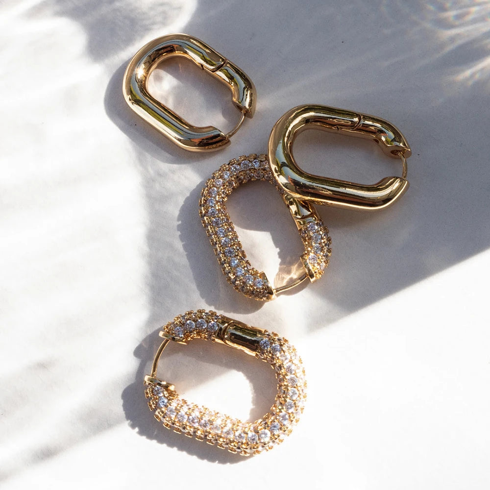 Zircon Round Huggie Hoop Earrings
