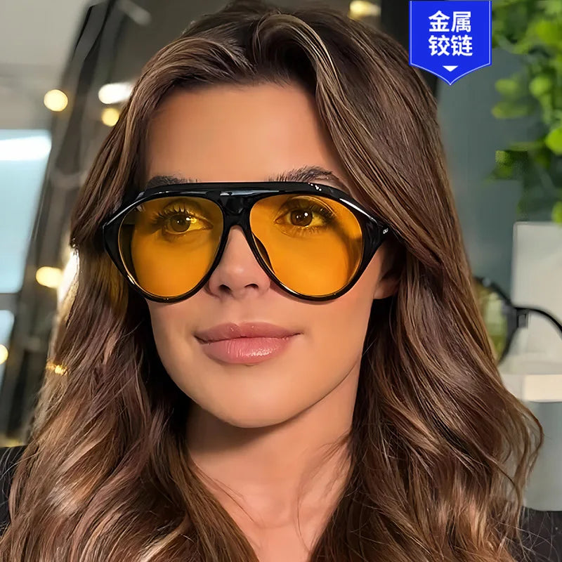 2025 New Fashion Oval Luxury Brand Sunglasses For Women Men Retro Oversized Frame Sun Glasses Trending Shades UV400 Eyeglasses
