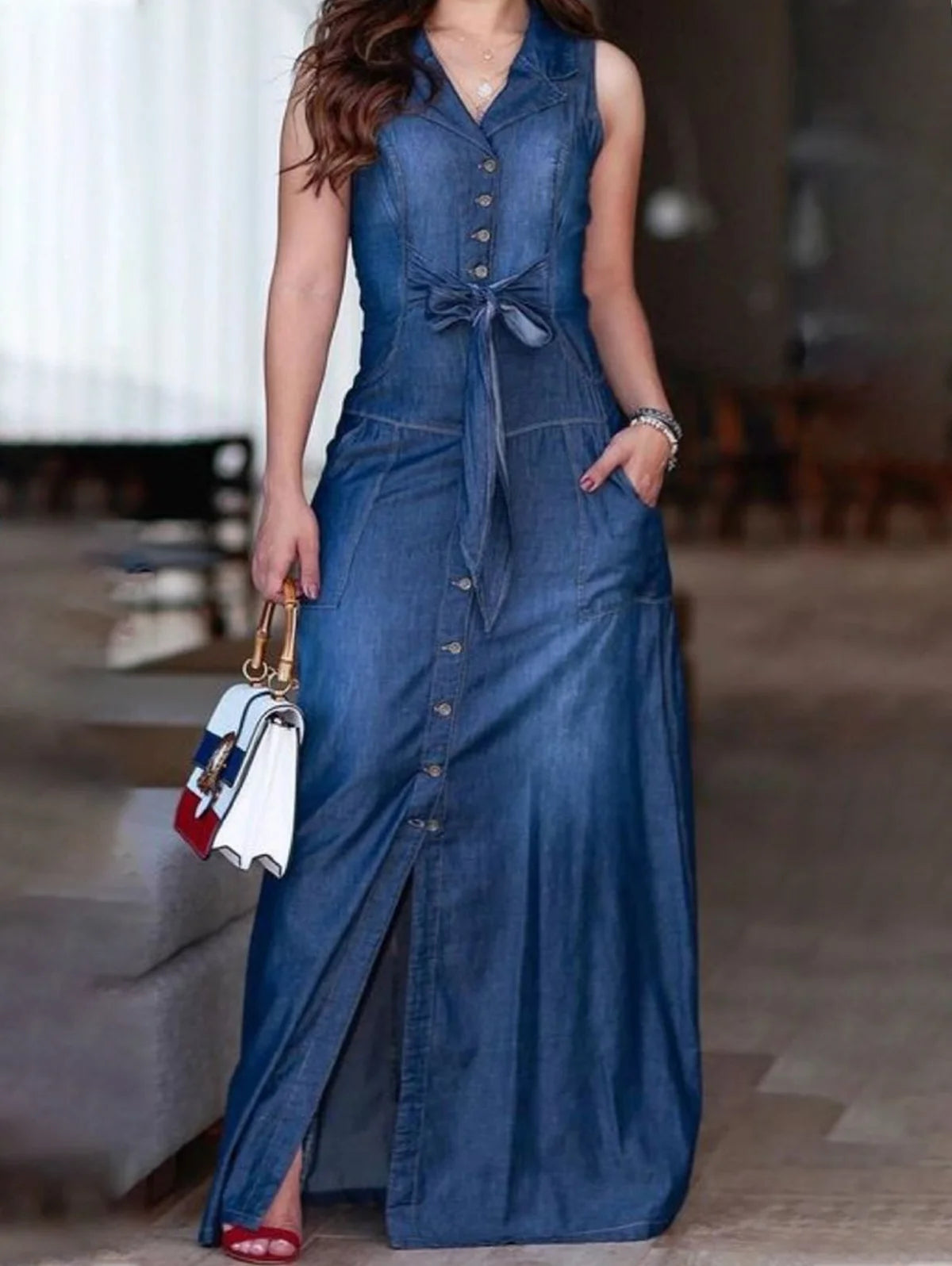 Summer Elegant Female Spaghetti Strap Maxi Dress Robes