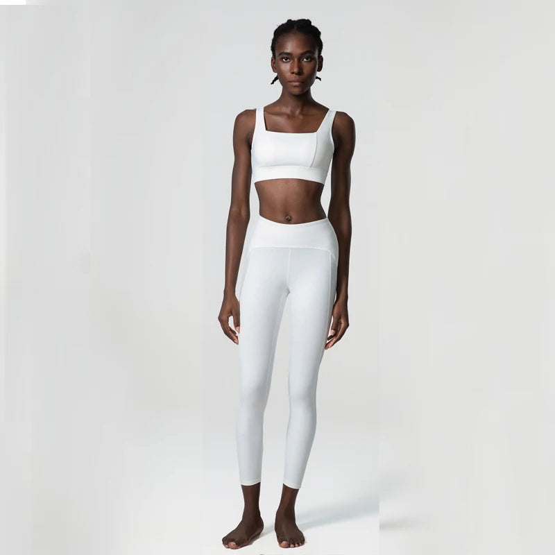 2/3 Pieces Fitness Yoga Set Women Solid Color Stretch Athletic Suit Sexy Bra Zipper Jacket High Waist Leggings Female Sportswear