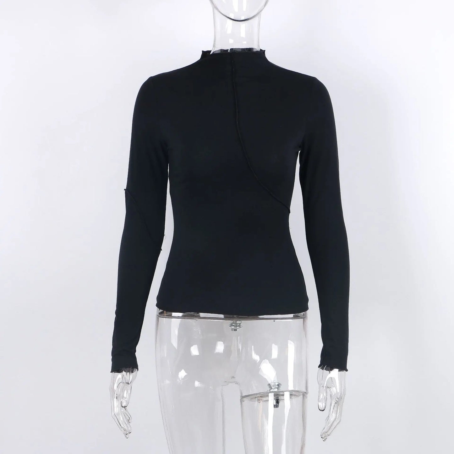 2025 Turtleneck Y2K Long Sleeve T Shirts Women White Autumn Winter Casual Black Basic Gray Sexy Tops 90s Fashion Vintage