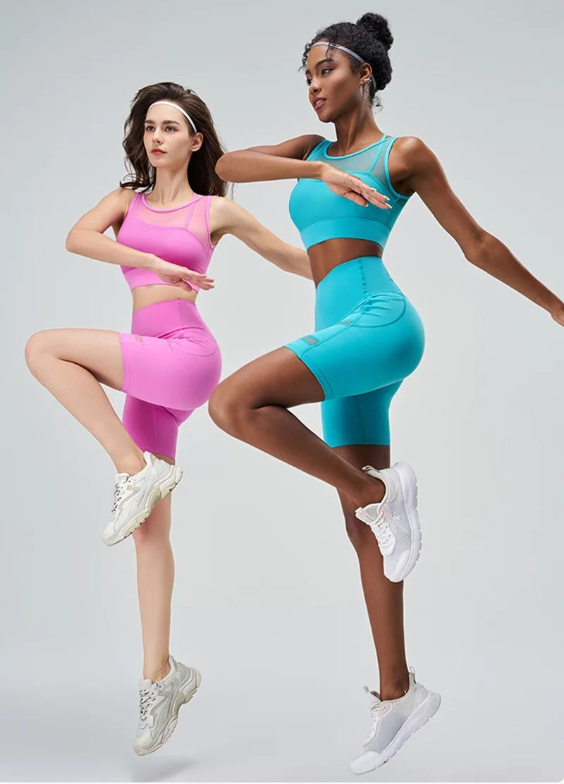 Cloud Hide SEXY Mesh Sports Bra Fitness Underwear Yoga Crop Tank Top HOT Girl Vest Athletic Shockproof Shirt Running Sportswear
