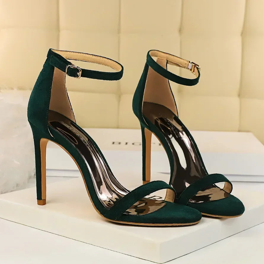 Women Sexy Club 10cm High Heels Stripper Gladiator Holiday Sandals Lady Daily Ankle Strappy Red Khaki Nightclub Dress Sandles