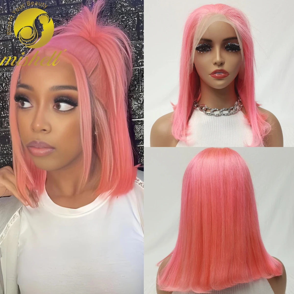 Mint Green Bob Wig Human Hair 200% Density 13x4 Transparent Straight Lace Front Wigs Pre Plucked with Baby Hair for Black Women