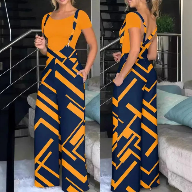 New Spring And Autumn Cute Style Fresh And Sweet Women's Lantern Pants Thin Women's Printed Jumpsuit Sleeveless With Pocket 2024