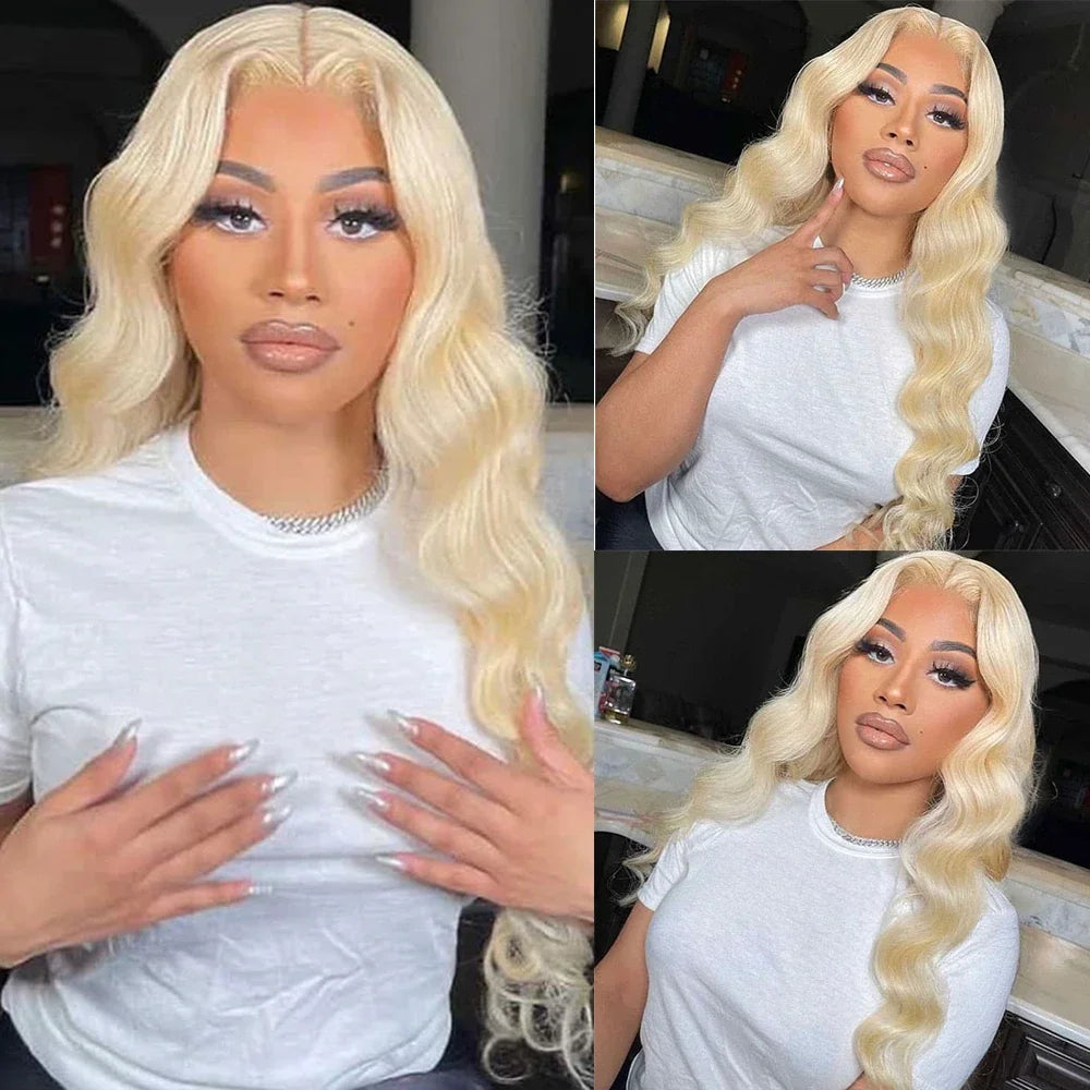 40 inches 613 Honey Blonde Body Wave Wigs 13x6 HD Lace Frontal Human Hair Wigs 13x4 Lace Front Wig Water Wave Pre Plucked
