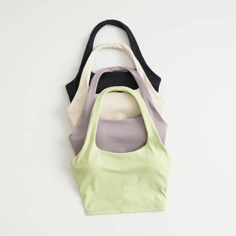 Sexy Halter Padded Athletic Sport Bra Women Backless Workout Gym Yoga Crop Top Fitness Bra with Built In Bra