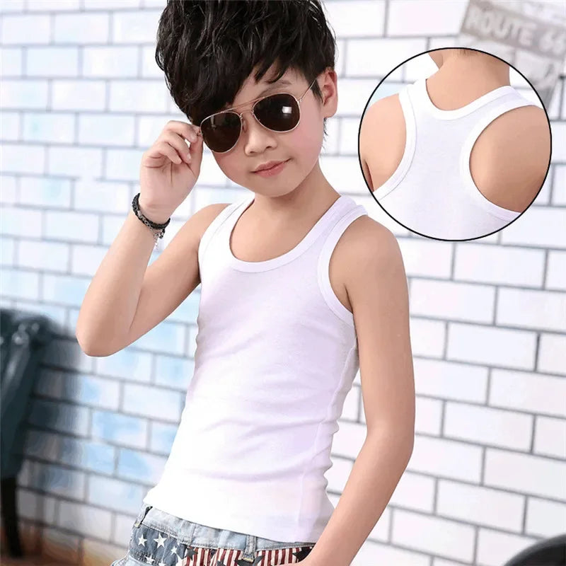 Children Vests T-shirts Summer Boys Girls Cotton Sports Tops