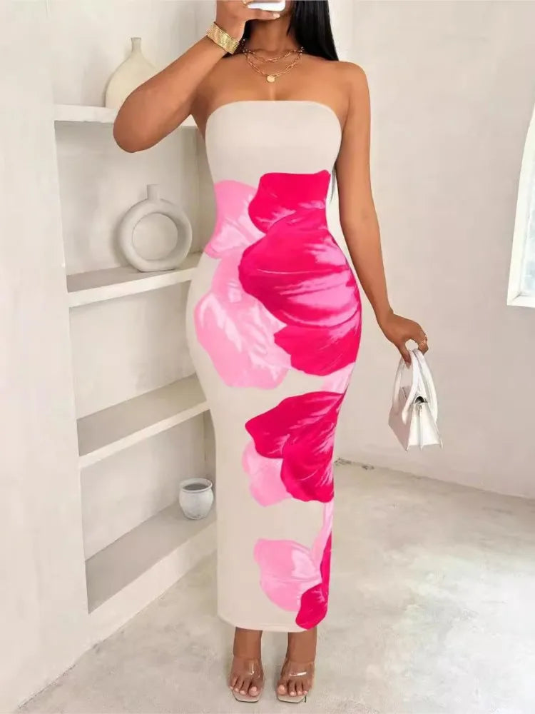New Women's Dresses Summer Vintage Strap Casual Slim Elegant Evening Sleeveless Night Ruffles Sexy Maxi Long Dress Vestidos Sexy