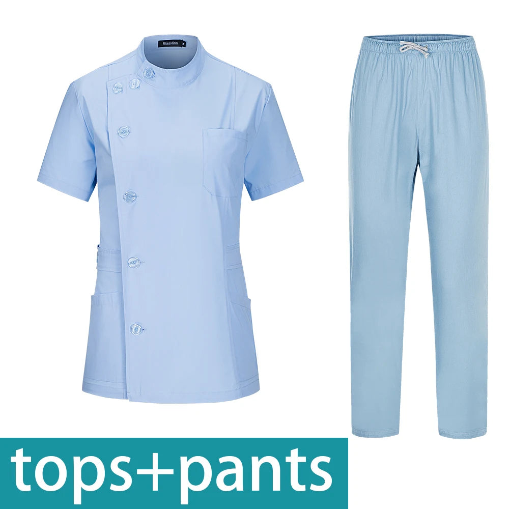 Spa Beauty Salon Surgical Clothing Short Sleeve Beauty Agency Work Set Women Medical Scrub Clothing Slim Medical Ladies Clothing