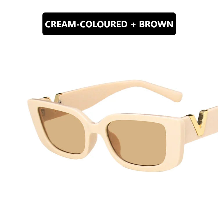 Retro Rectangle Sunglasses Women Small Frame