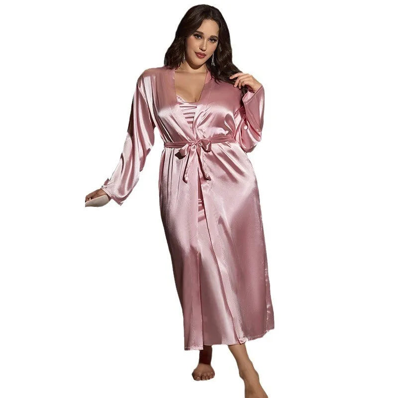 Plus Size 5XL Wedding Long Robe Dresings Gown Kimono Bathrobe Sleepwear Casual Women Homewear Silky Satin Nightgown Lingerie