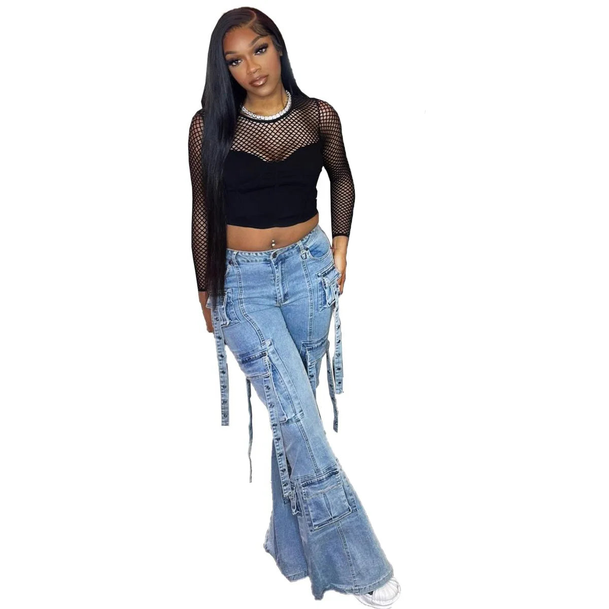 Y2K Women Flare Jeans Zipper Fly Stretchy Cargo Pants 2024 Autumn New Popular Streetwear Sexy Club Party Denim Pants Outfits