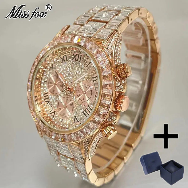 Top Luxury Iced Rainbow Watch Jewelry