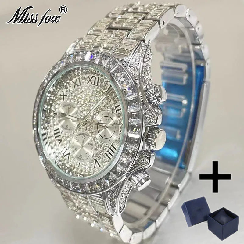 Top Luxury Iced Rainbow Watch Jewelry
