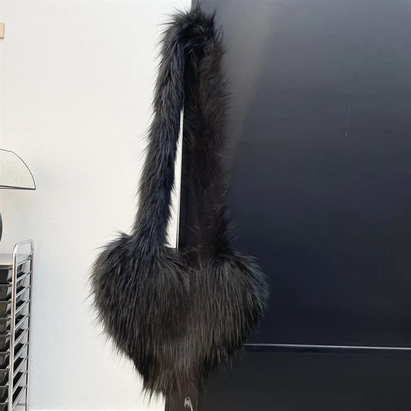 Fluffy Plush Heart Shaped Women bags