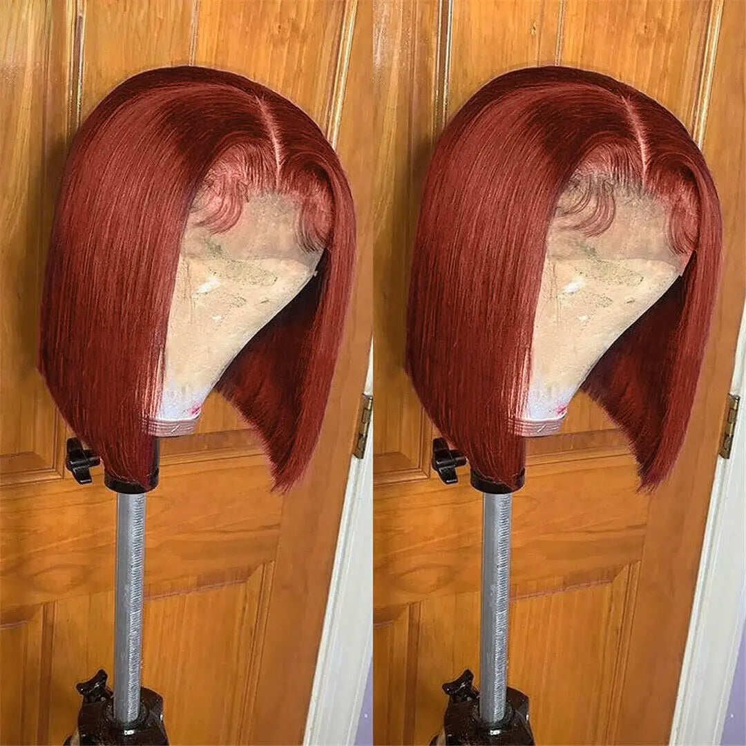Dark Purple Bob Wig Human Hair 13x4 Hd Lace Front Wigs Human Hair 180% Density Glueless Wigs Short Cut Straight Bob Wigs