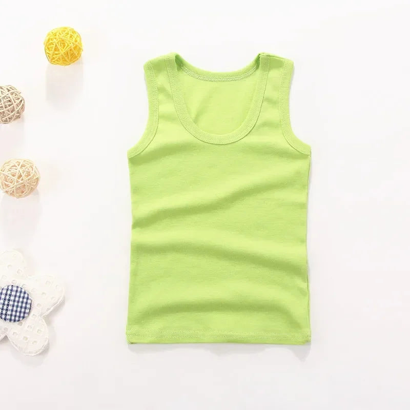 Children Vests T-shirts Summer Boys Girls Cotton Sports Tops